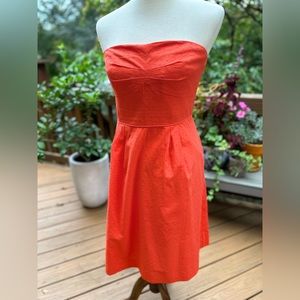 NWT J. Crew Women's Orange Swiss Dot Strapless Fit N Flare Dress Size 12